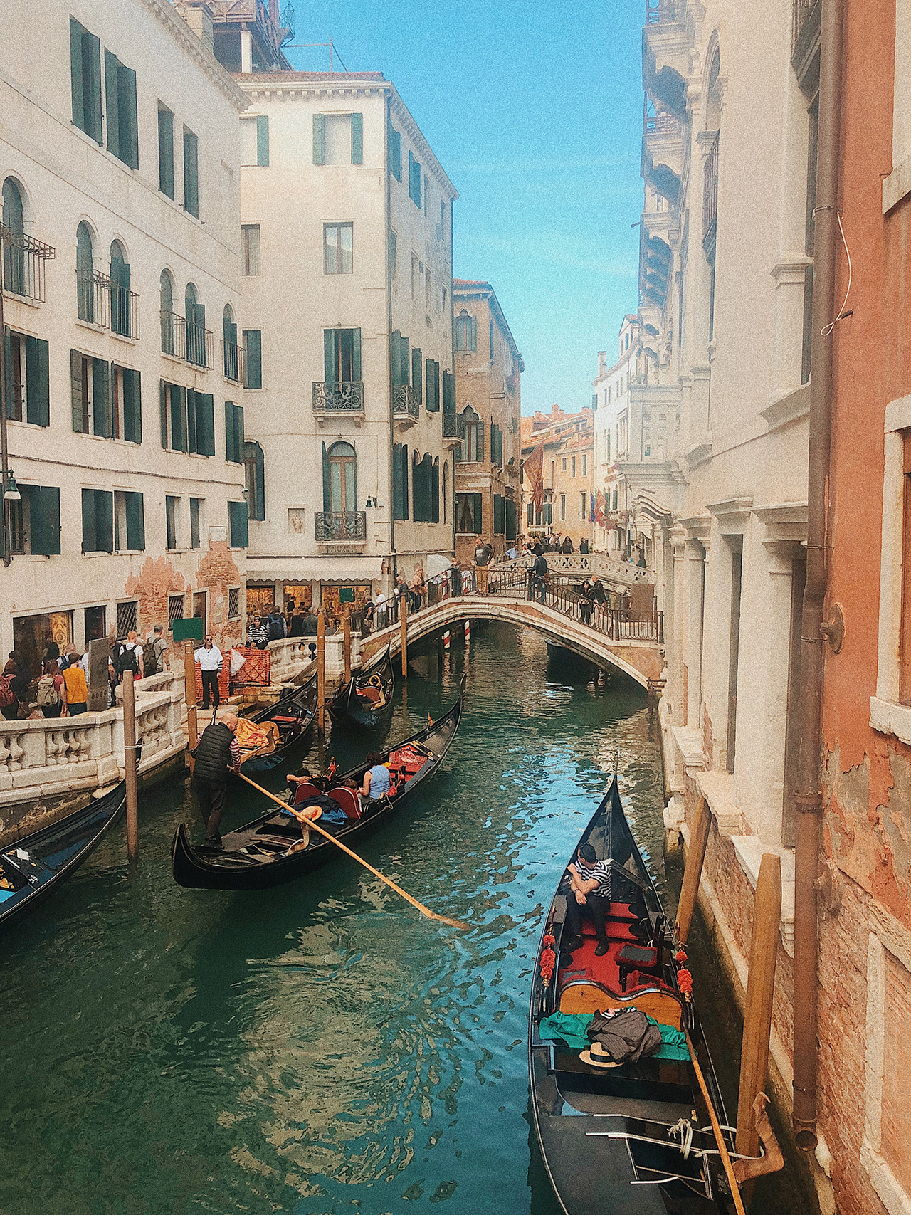 water bridge and gondola in Venice Italy